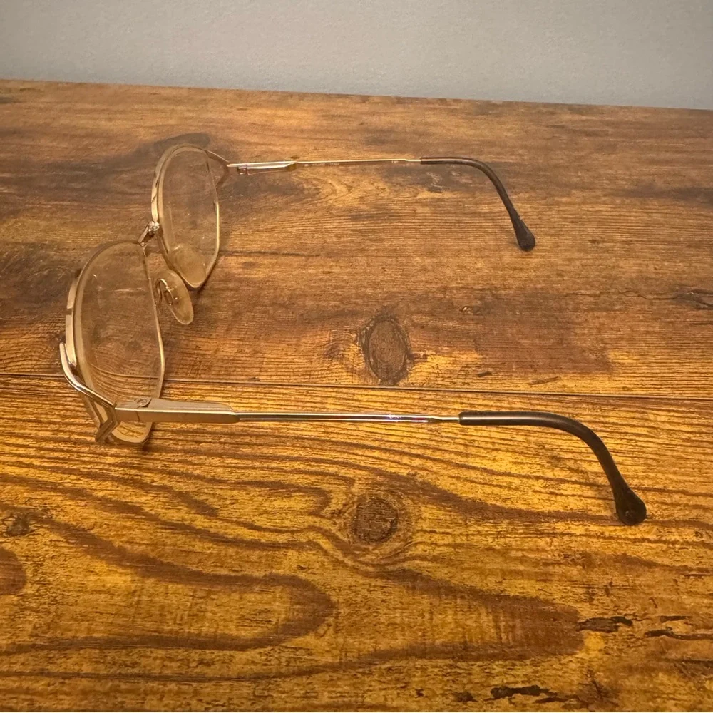 Luxottica Vintage‎ Italian Oval Gold Metal Eyeglass Frames Only 56-15 130